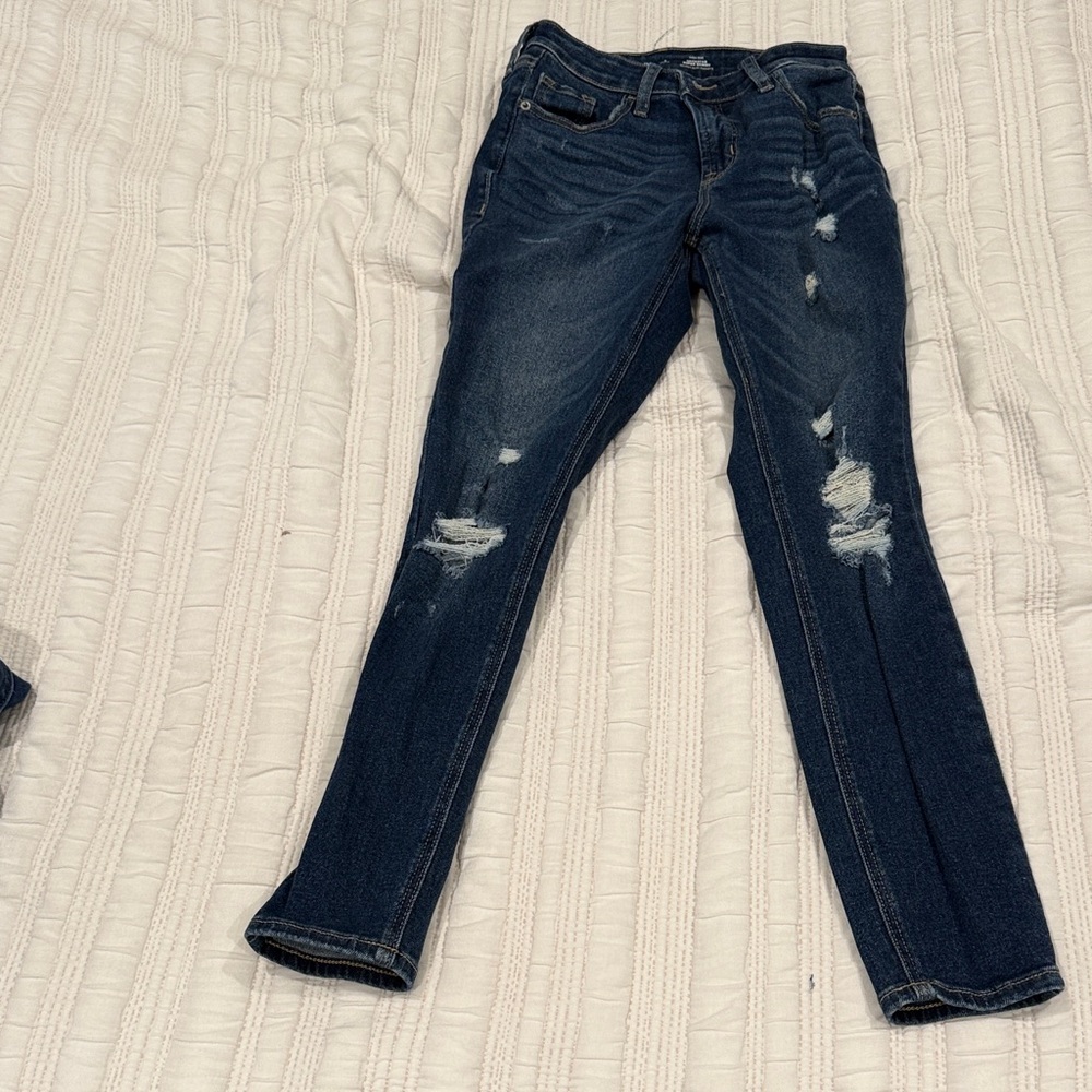 Old Navy Dark Blue Distressed Skinny Jeans